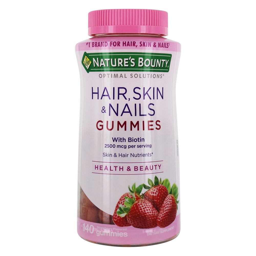 Soluções ótimas para cabelo, pele e unhas Gummies Morango 2500 mcg. - 140 Gummies Nature's Bounty