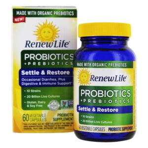 Probiotics + Prebiotics Settle & Restore 20 Bilhões de UFC - 60 Cápsula (s) vegetal (s) Renew Life