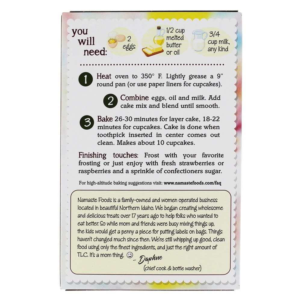 Mix de Bolo de Comida do Diabo Orgânico - 13 oz. Namaste Foods - Imagem 3