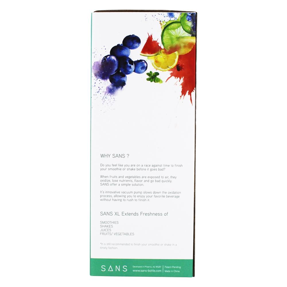 XL Smoothie e Shake Salvando Garrafa de Vidro Geleira Cinza - 32 oz. SANS Bottle - Imagem 3