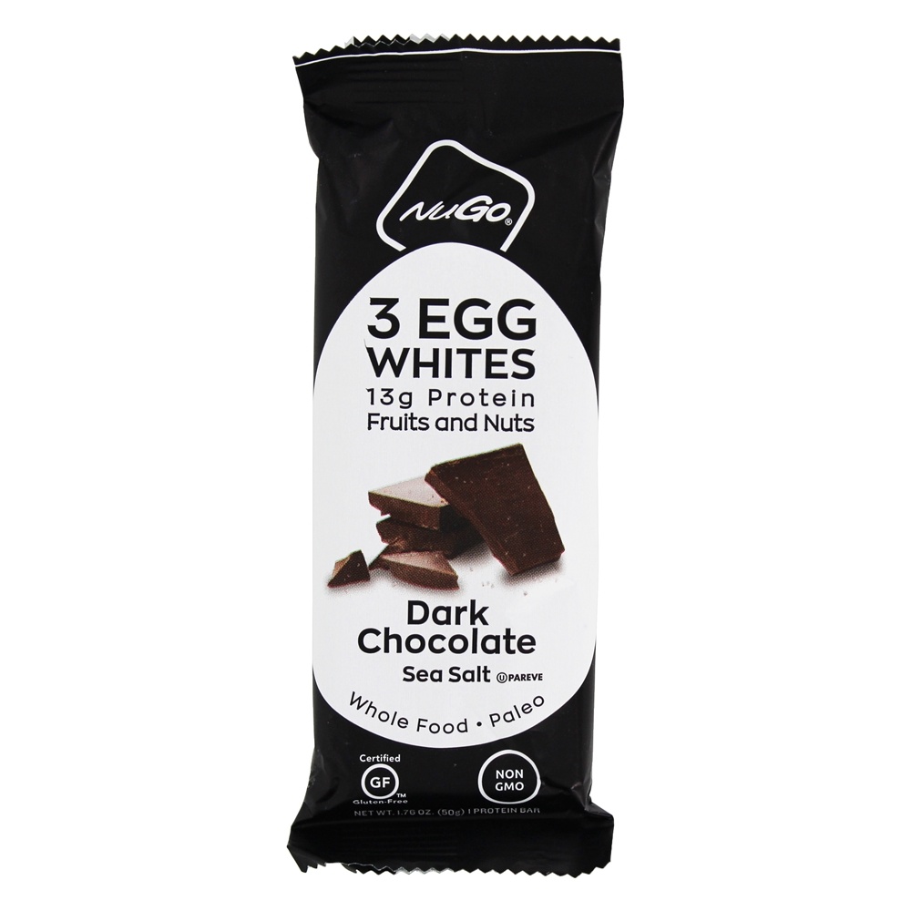 Caixa De Barras De Proteína De Ovo Branco Mar De Chocolate Escuro Sal - 12 Barras NuGo Nutrition - Imagem 3