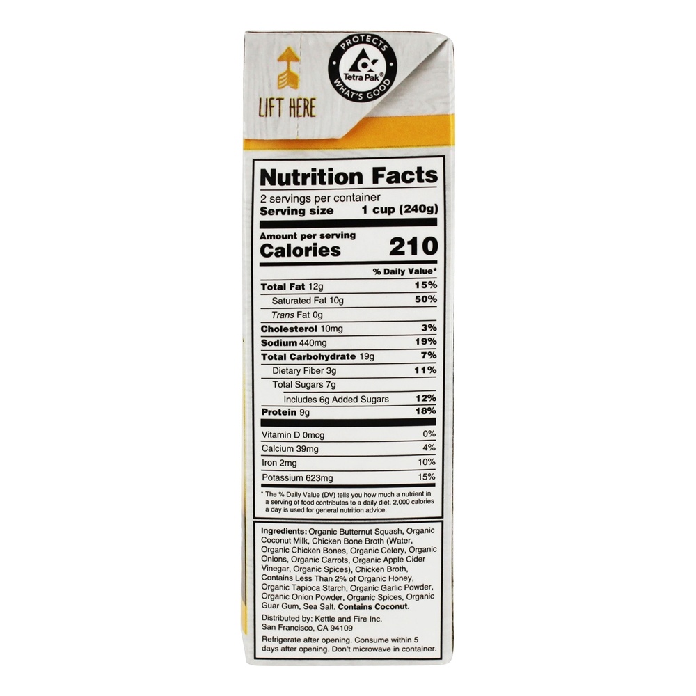 Sopa com caldo de osso de galinha Butternut Squash - 16.9 fl. oz. Kettle & Fire - Imagem 2