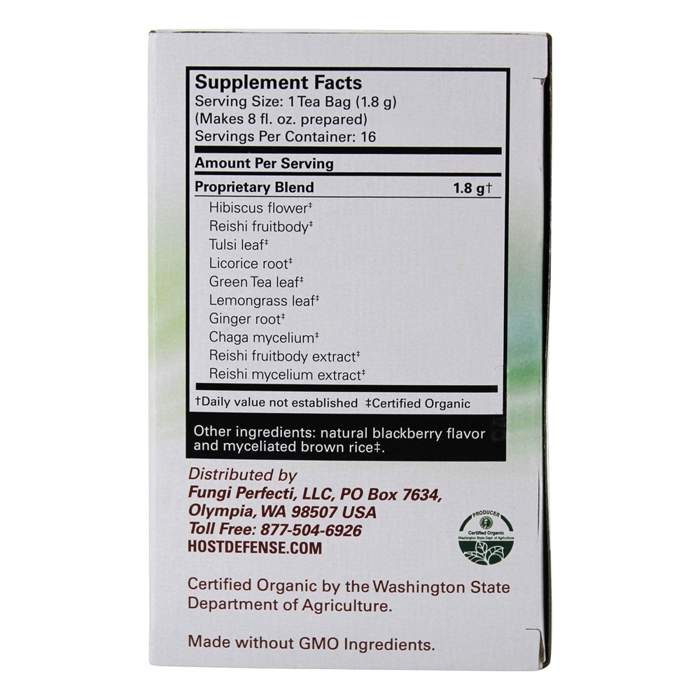Myco Botanicals Hibiscus e Chá Verde - 16 Saquinhos de Chá Host Defense - Imagem 2