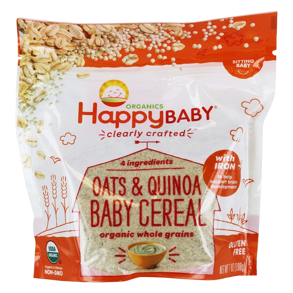 Feliz Bebê Orgânico Claramente Crafted Bebê Cereal Aveia & Quinoa Com Ferro - 7 oz. Happy Family