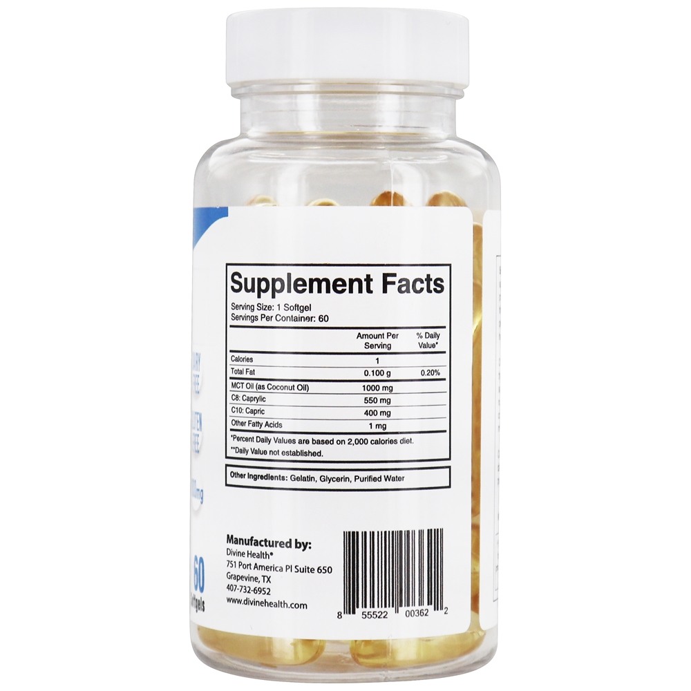 Keto Zone MCT Oil Cápsulas Gelatinosas do Dr. Colbert 1000 mg. - 60 Softgels Divine Health - Imagem 2