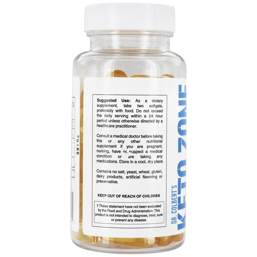 Keto Zone MCT Oil Cápsulas Gelatinosas do Dr. Colbert 1000 mg. - 60 Softgels Divine Health - Imagem 3