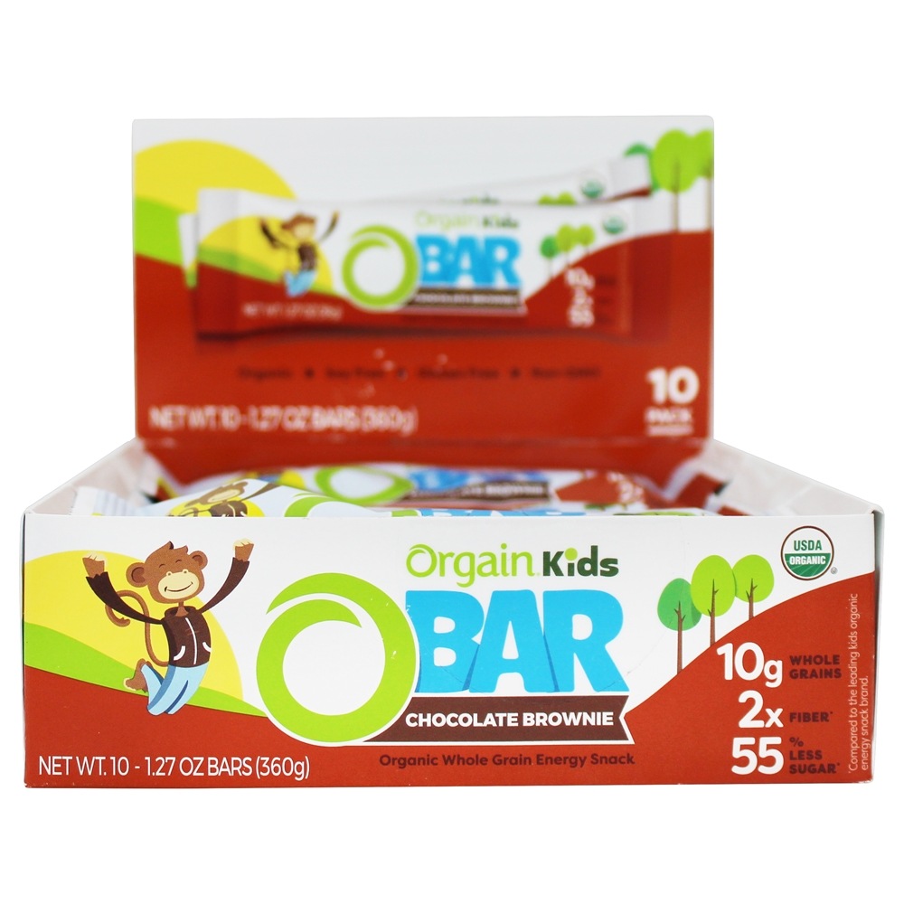Brownie inteiro orgânico da barra da barra da energia da grão das crianças - 10 Barras Orgain