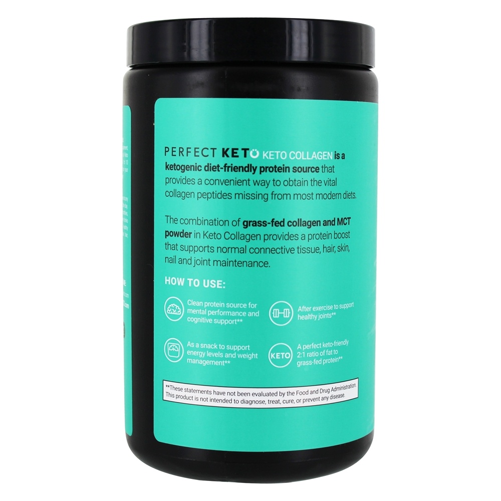 Compota de proteína Keto-Friendly de colágeno em pó de baunilha - 11 oz. Perfect Keto - Imagem 3