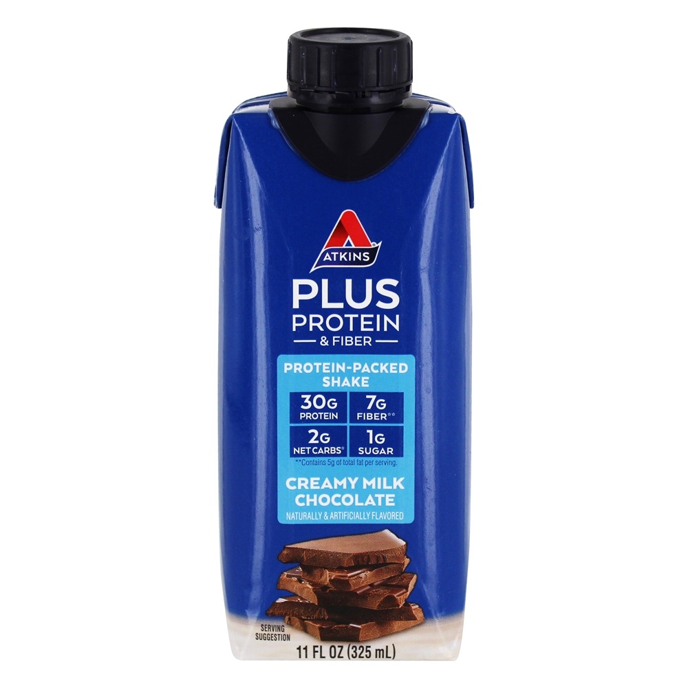 RTD Plus Protein & Fiber Shakes Chocolate ao Leite Cremoso - Pacote 4 Atkins - Imagem 2