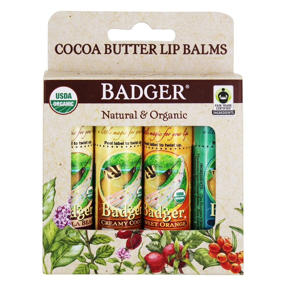 Bálsamo para lábios de manteiga de cacau natural e orgânico - 4 Contagem Badger - Imagem 2