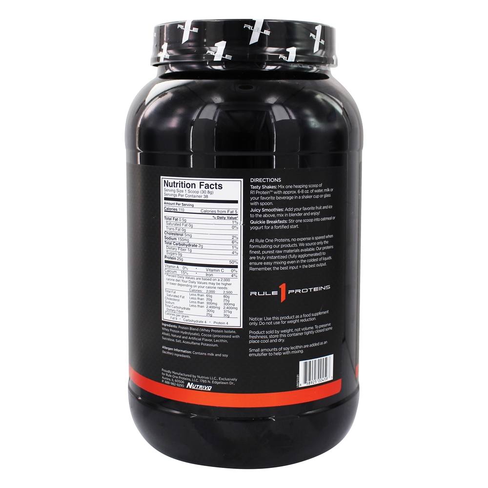 Proteína R1 100 % Proteína Whey Isolada & Proteína Whey Hidrolisada Fórmula Pó De Chocolate Manteiga De Amendoim - 2.58 lbs. Rule One Proteins - Imagem 2