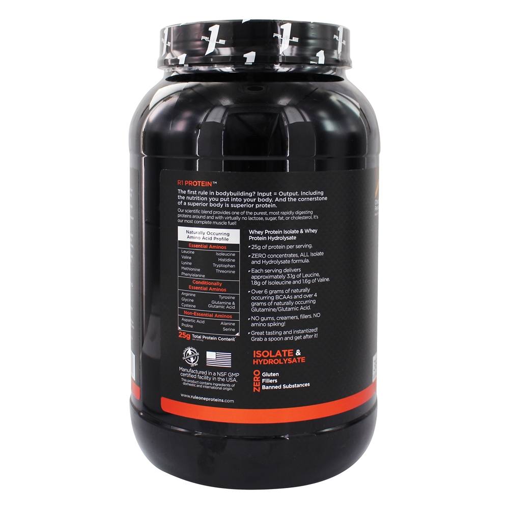 Proteína R1 100 % Proteína Whey Isolada & Proteína Whey Hidrolisada Fórmula Pó De Chocolate Manteiga De Amendoim - 2.58 lbs. Rule One Proteins - Imagem 3
