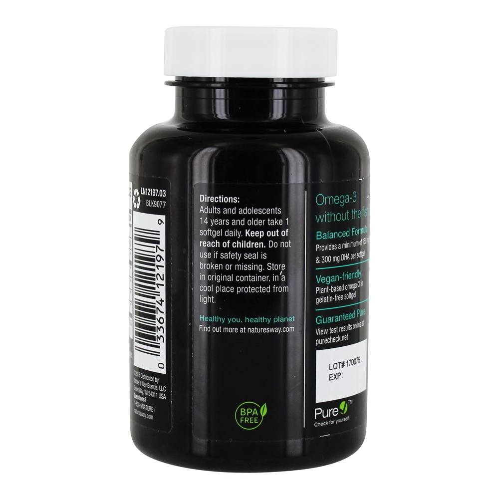 NutraVege Omega - 3 Fórmula da planta 500 mg. - 30 Softgels Nature's Way - Imagem 3
