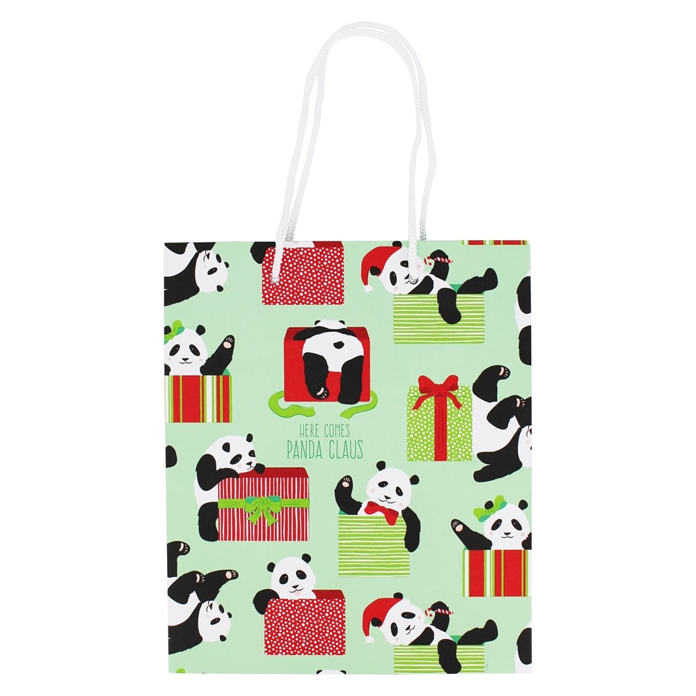 Here Comes Panda Feriado de Papai Noel Sacola Média Para Presente - 3 Malas Waste Not Paper - Imagem 2