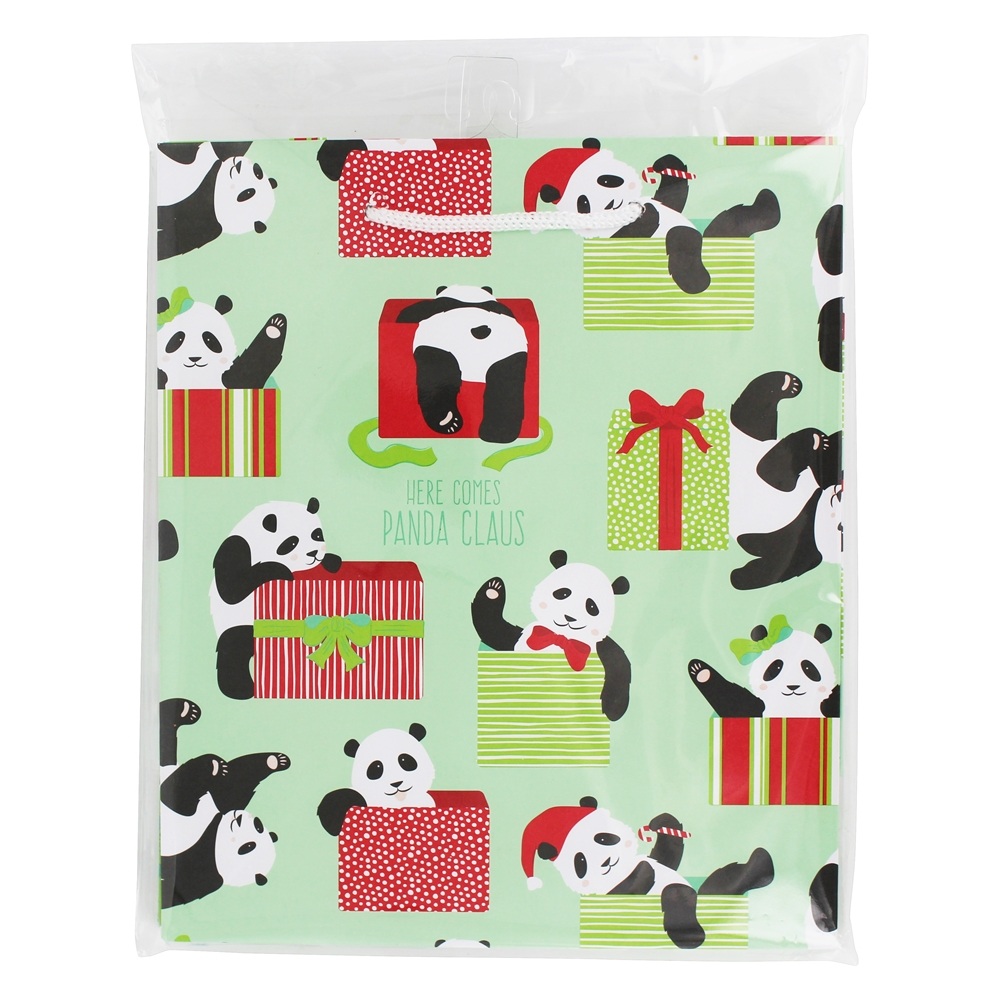 Here Comes Panda Feriado de Papai Noel Sacola Média Para Presente - 3 Malas Waste Not Paper - Imagem 3