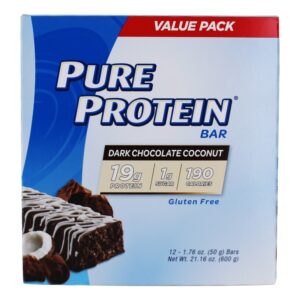 Comprar pacote de proteína bar value dark chocolate coconut - 12 barras pure protein preço no brasil barras de proteínas barras nutricionais suplemento importado loja 49 online promoção -