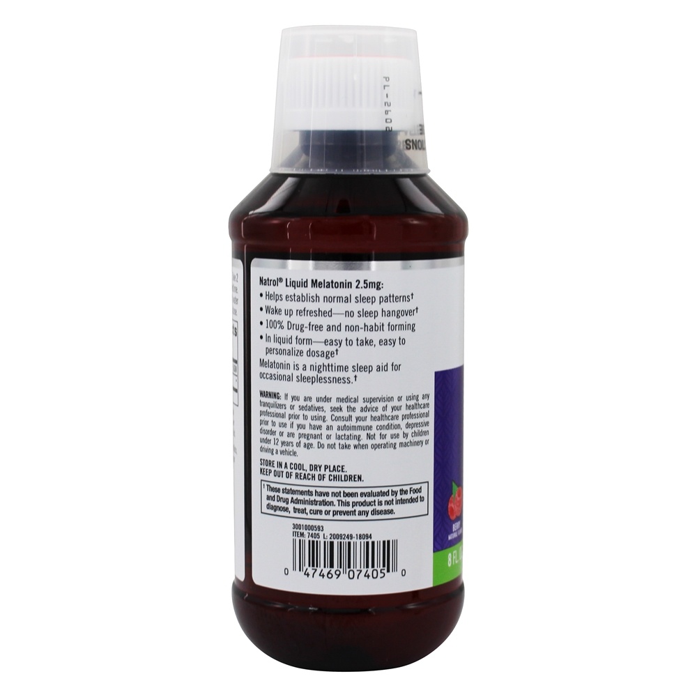 Baga de Suporte para Dormir Melatonina Líquida 2.5 mg. - 8 fl. oz. Natrol - Imagem 3