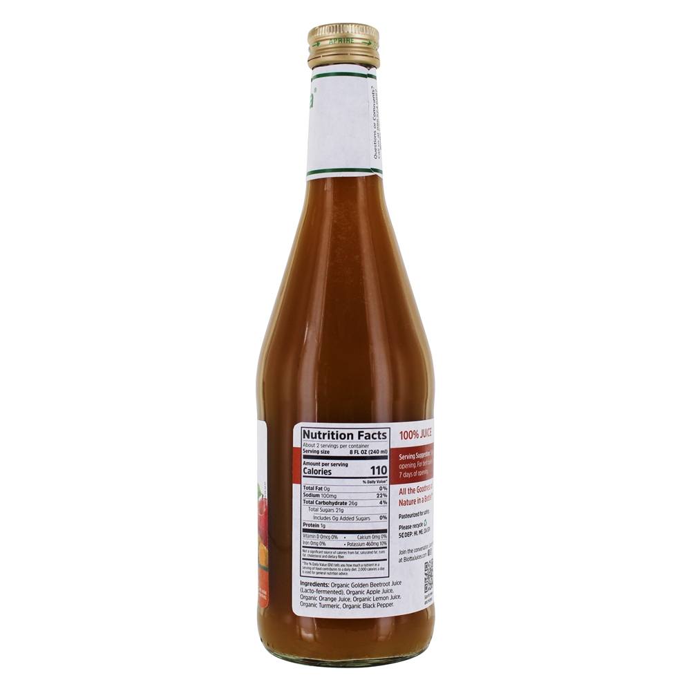 Mistura de suco de beterraba dourada com açafrão - 16.9 fl. oz. Biotta - Imagem 2