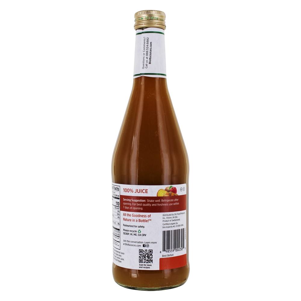 Mistura de suco de beterraba dourada com açafrão - 16.9 fl. oz. Biotta - Imagem 3