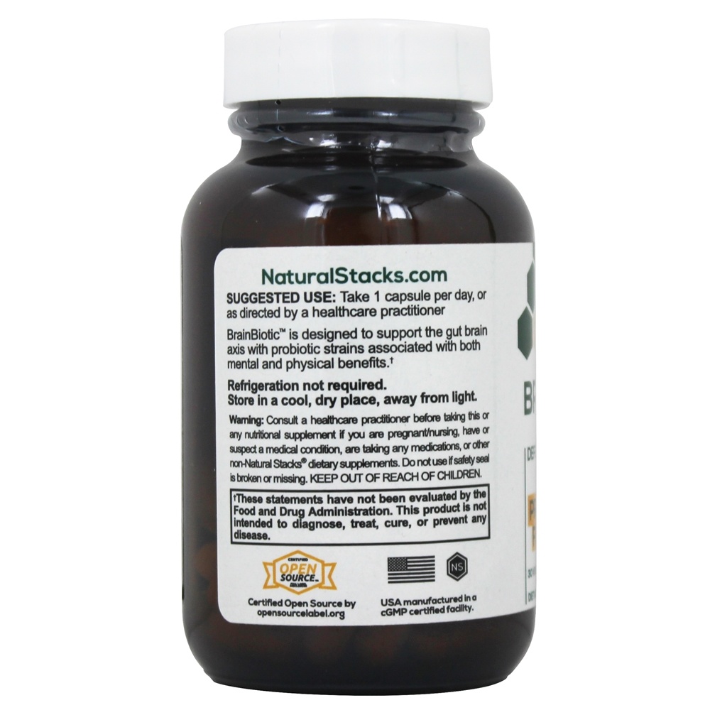 Fórmula Probiótica BrainBiotic 6 Bilhões de UFC - Cápsulas vegetarianas 30 Natural Stacks - Imagem 3