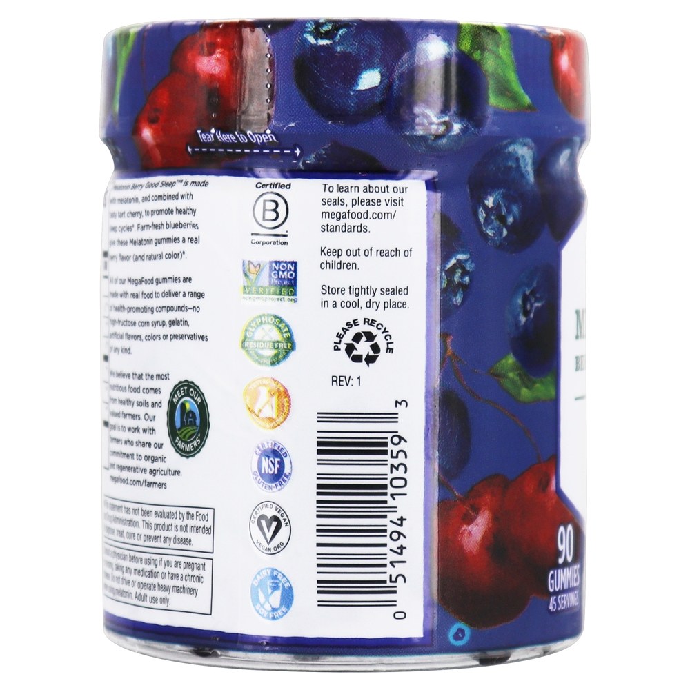 Melatonina Good Sleep Formula Berry - 90 Gummies MegaFood - Imagem 4