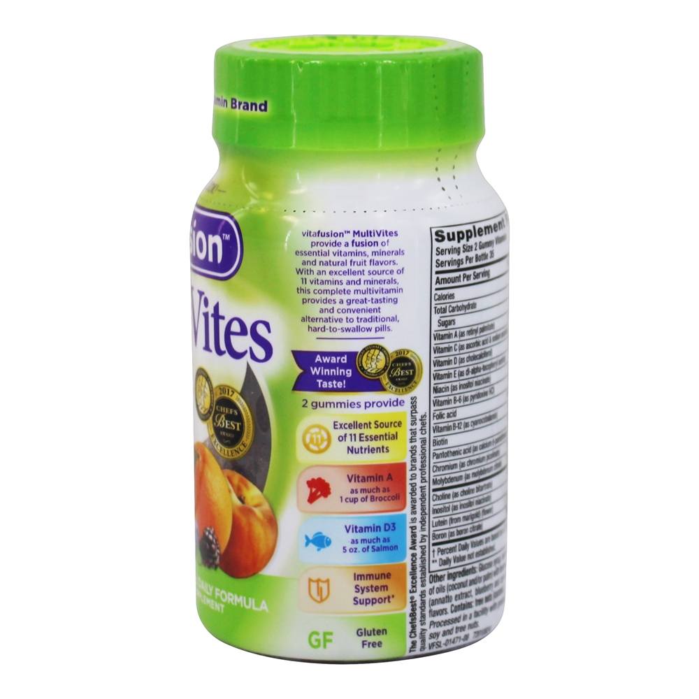 MultiVites Completa Multivitamínico Fórmula Diária Natural Baga Natural, Pêssego e Sabores de Laranja - 70 Gummies Vitafusion - Imagem 2