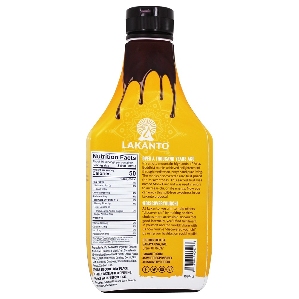 Xarope de Chocolate Adoçado com Monkfruit - 16 fl. oz. Lakanto - Imagem 2