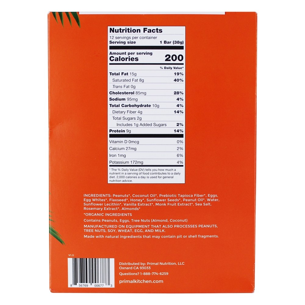Keto Friendly Protein Bars Manteiga De Amendoim - 12 Barras Primal Kitchen - Imagem 2