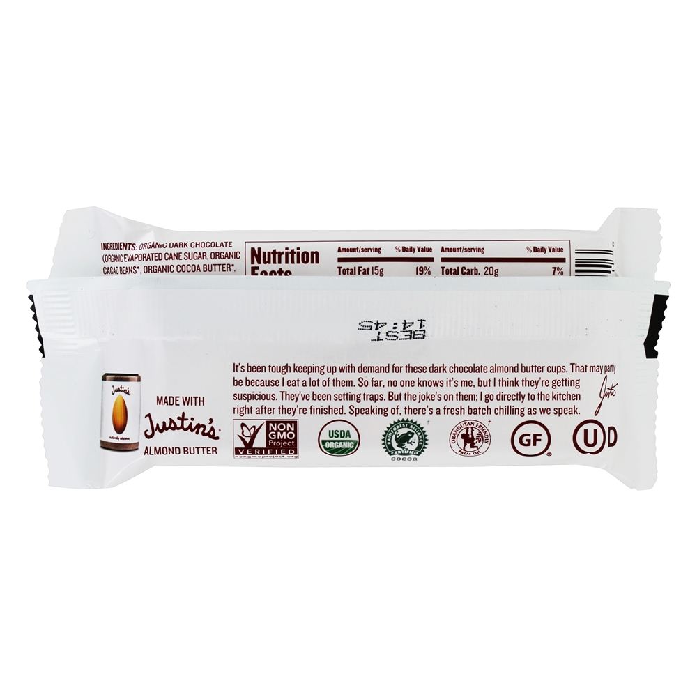 Copos De Manteiga De Amêndoa De Chocolate Escuro - 1.4 oz. Justin's Nut Butter - Imagem 3