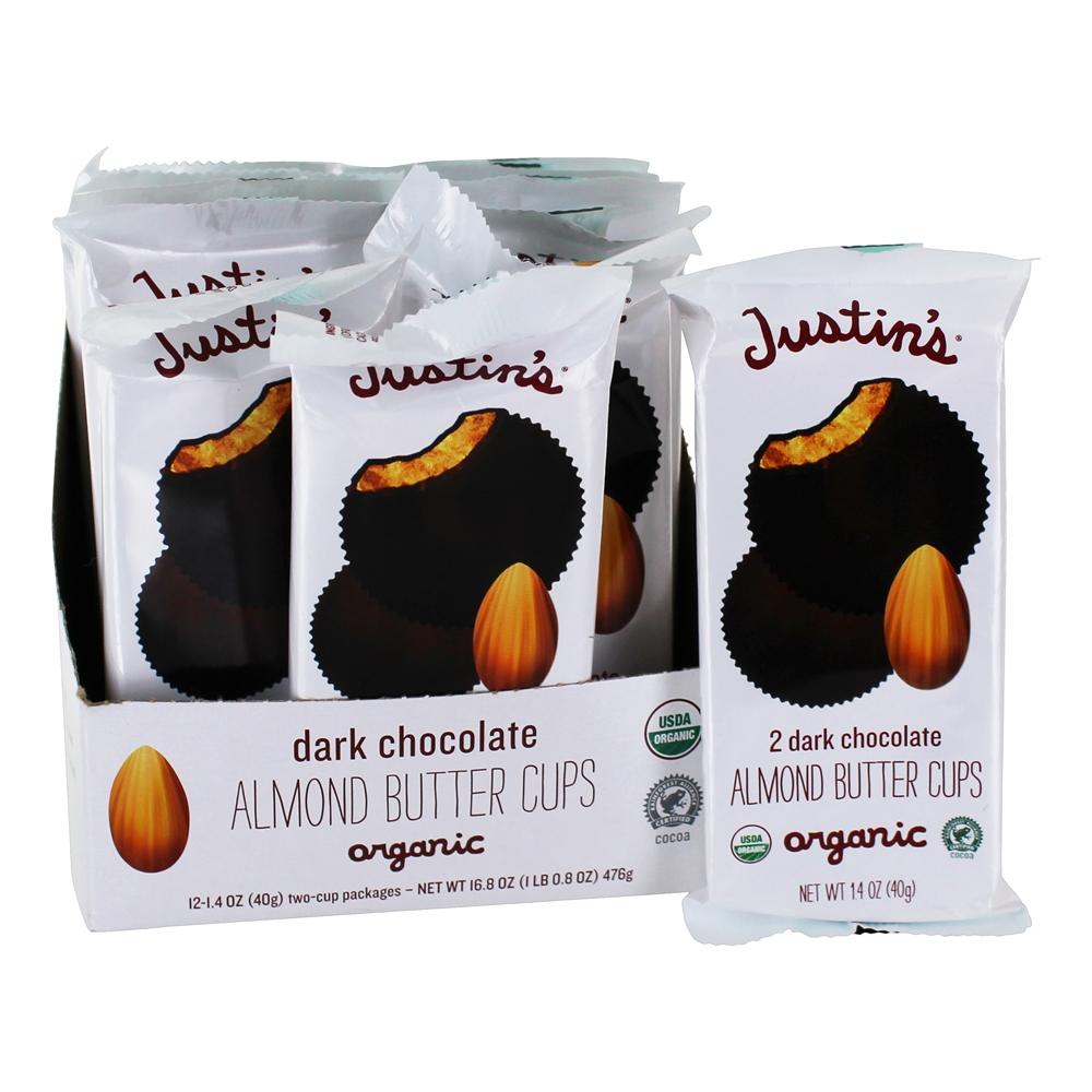 Copos De Manteiga De Amêndoa De Chocolate Escuro - 12 Pacote (s) Justin's Nut Butter