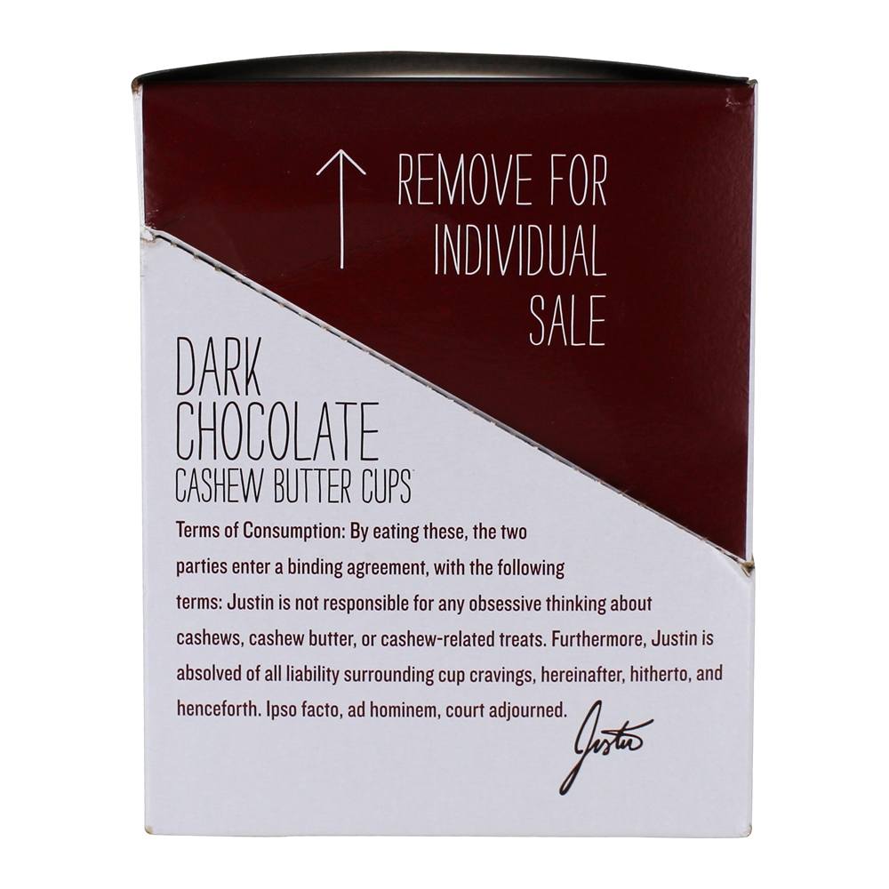 Castanha de caju Cups Box Dark Chocolate - 12 Pacote (s) Justin's Nut Butter - Imagem 3