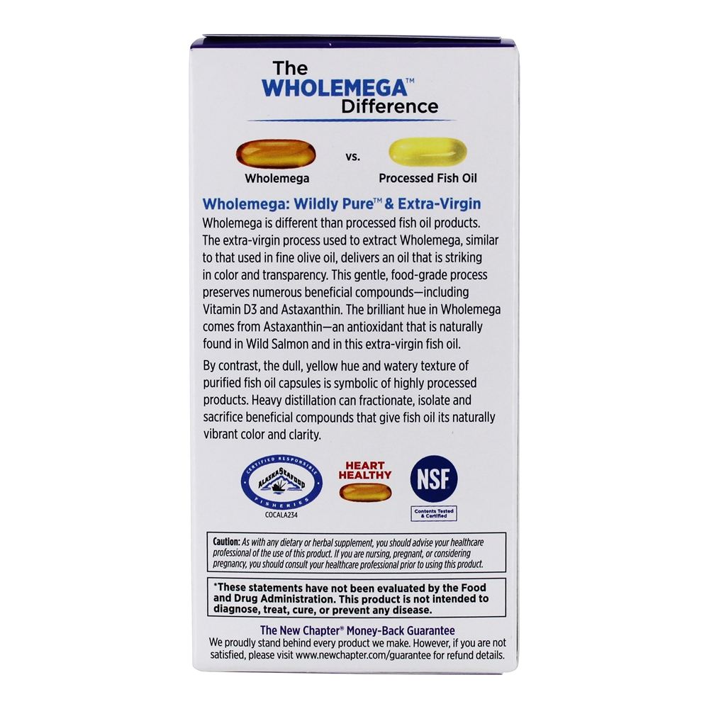 Tampas minúsculas de óleo de peixe inteiro Wholemega 500 mg. - 180 Softgels New Chapter - Imagem 4