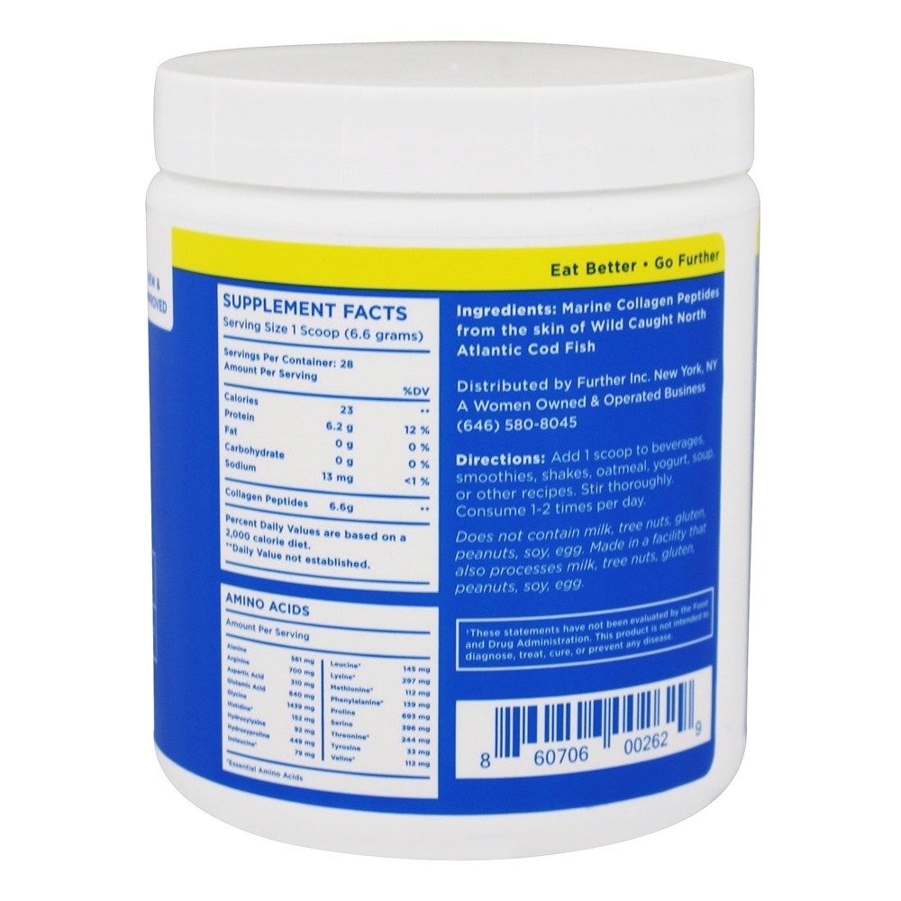 Peptídeos de Colágeno Marinho Premium Pure Protein Pó - 6.5 oz. Further Food - Imagem 2