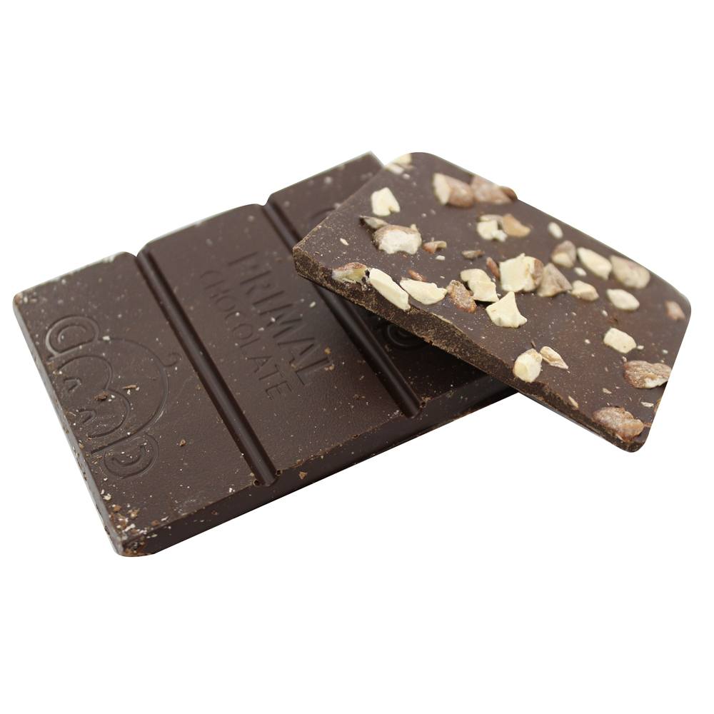 Barra de Chocolate Primordial Orgânica 72 % Cacao Amêndoa Sal Marinho - 2.5 oz. Evolved - Imagem 4