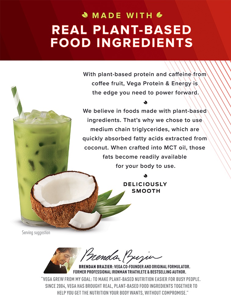 Mistura para Bebida à Base de Plantas com Proteína e Energia Matcha Latte - 29.3 oz. Vega - Imagem 3