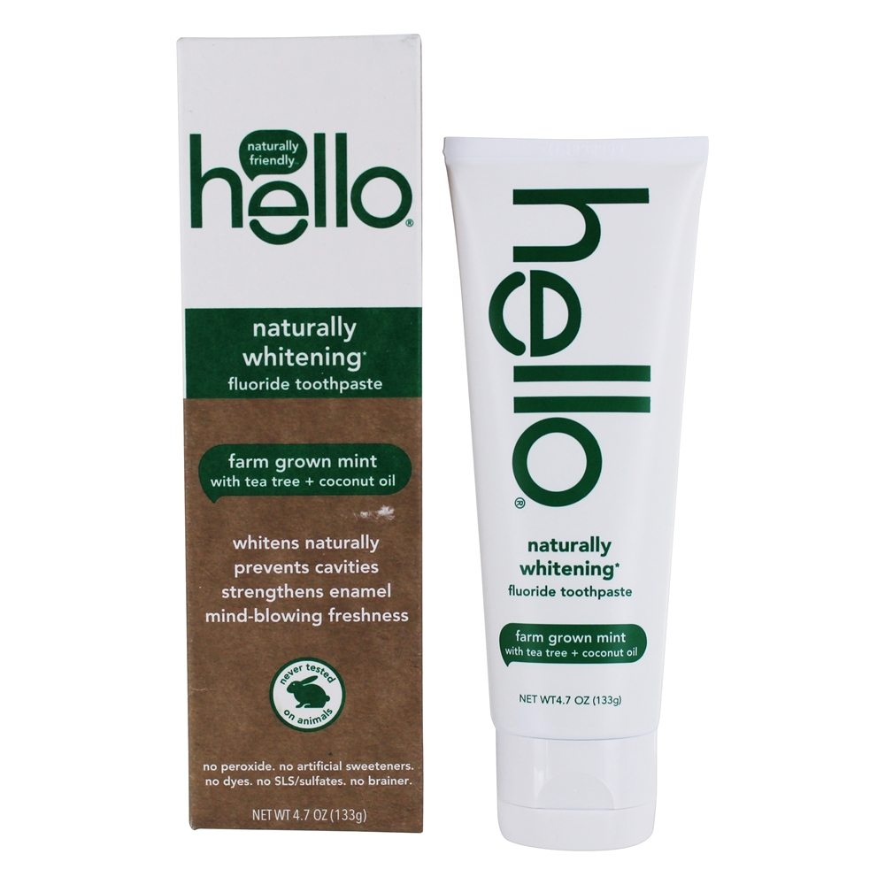 Naturalmente Clareamento Fluoreto Creme Dental Farm Grown Hortelã - 4.7 oz. Hello Products