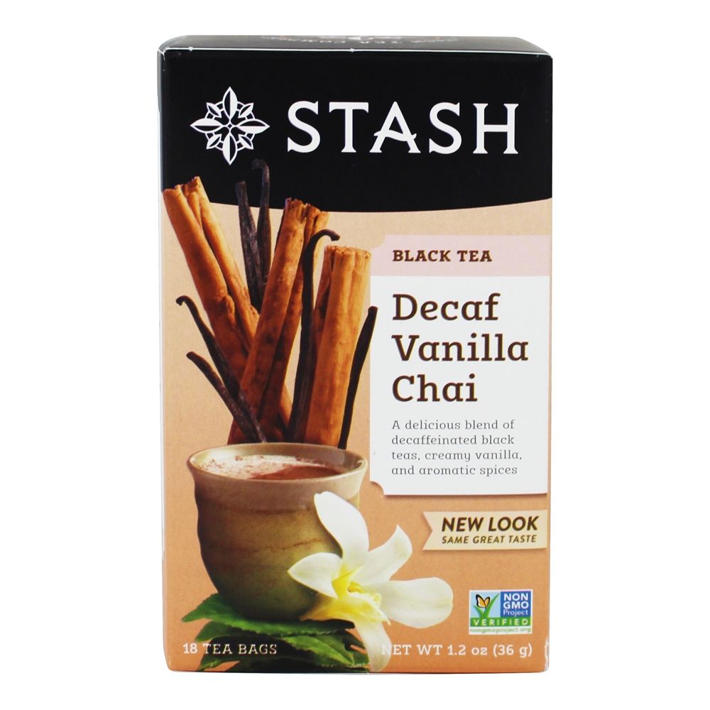 Descafeinado Chá Preto Baunilha Chai - 18 Saquinhos de Chá Stash Tea