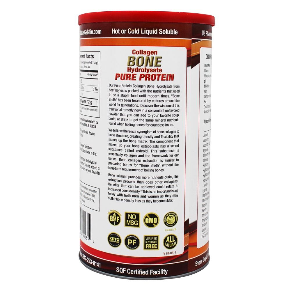 Hidrolisado de Colágeno Ósseo Pure Protein Pó - 16 oz. Great Lakes - Imagem 3