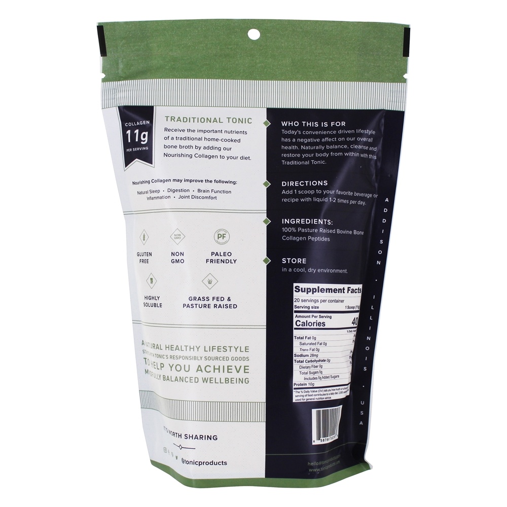 Pó de colágeno nutritivo tradicional tônico sem sabor - 8 oz. Tonic Products - Imagem 2