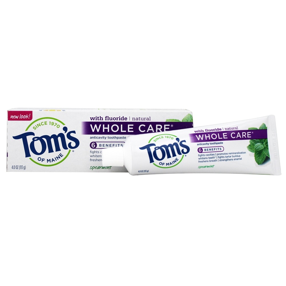Toothpaste Anticavity natural do cuidado inteiro com hortelã do Fluoride - 4 oz. Tom's of Maine