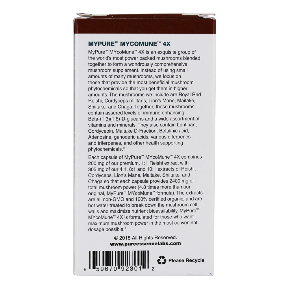 MyPure MycoMune 4X Mushroom Suplemento 2400 mg. - 30 Cápsula (s) vegetal (s) Pure Essence Labs - Imagem 4