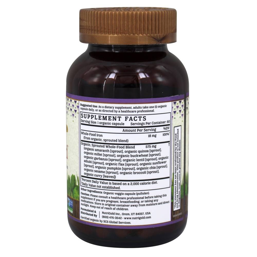 Ouro Orgânico de Ferro 18 mg. - 60 Cápsula (s) vegetal (s) Nutrigold - Imagem 2