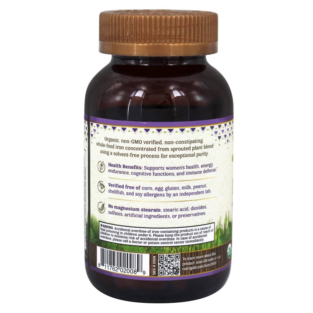 Ouro Orgânico de Ferro 18 mg. - 60 Cápsula (s) vegetal (s) Nutrigold - Imagem 3