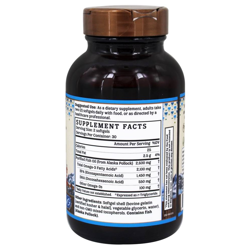 Omega - 3 Óleo de Peixe Selvagem do Alasca Sustentável Tripla Força 2100 mg. - 60 Softgels Nutrigold - Imagem 2