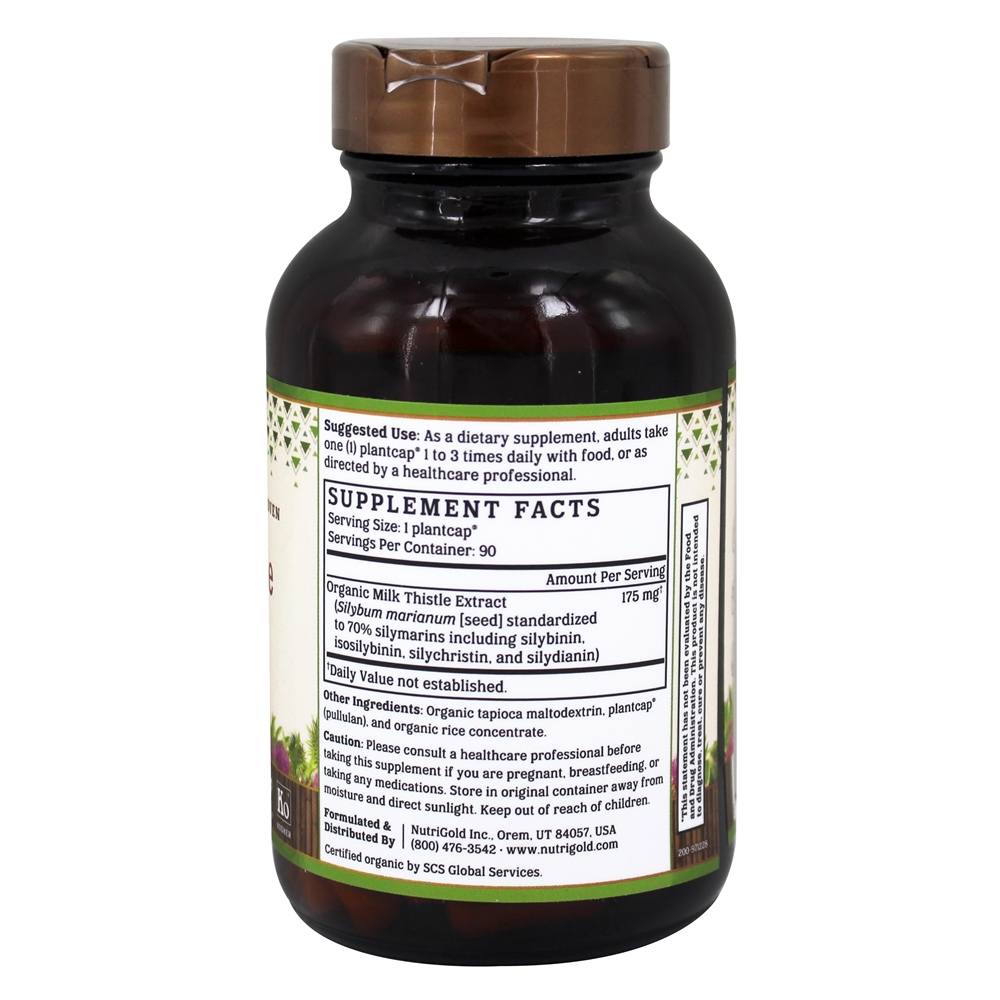 Milk Thistle Gold 175 mg. - 90 Plantcaps Nutrigold - Imagem 2