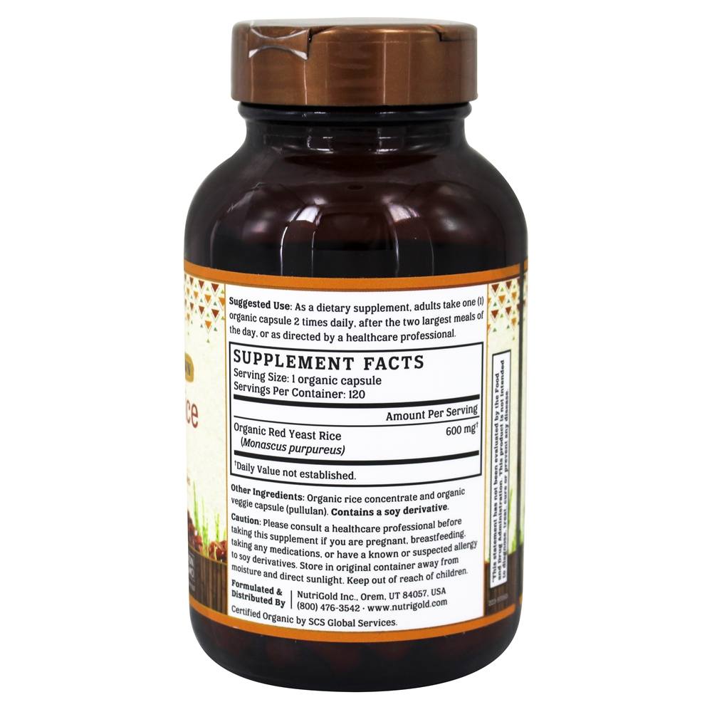 Levedura Vermelha Arroz Ouro Orgânico 600 mg. - Cápsulas 120 Nutrigold - Imagem 2