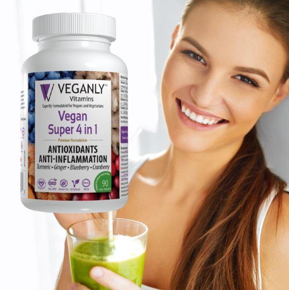 Vegan Super 4 em 1 fórmula antioxidante e antiinflamatória - Cápsulas vegetarianas 60 Veganly - Imagem 4
