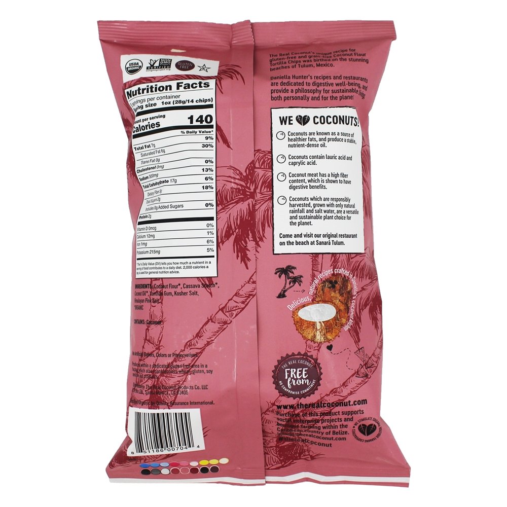Lascas de tortilla da farinha do coco sal cor-de-rosa Himalayan - 5.5 oz. The Real Coconut - Imagem 2