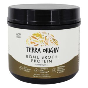 Proteína de caldo de osso em pó 15 Porções de chocolate - 13.7 oz. Terra Origin