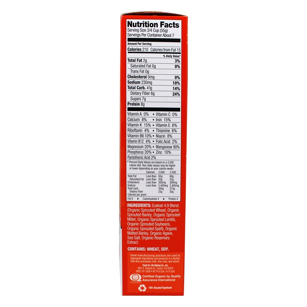 Original Flourless Flakeless do cereal do floco Sprouted - 14 oz. Food For Life - Imagem 2